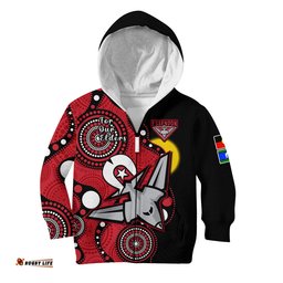 Essendon Football NAIDOC Hoodie KID Bombers For Our Elders Indigenous Art