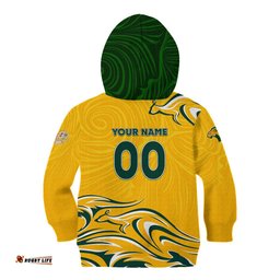 Personalised Australia Soccer Matildas Kid Hoodie Kangaroo Tornado Yellow
