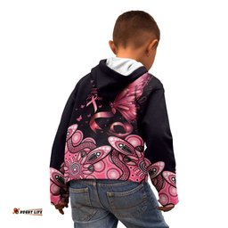 Think Pink Butterfly Ribbon Aboriginal Art Kid Hoodie