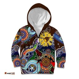 Custom NAIDOC Week 2024 Hawthorn Hawks Kid Hoodie Australia Aboriginal Dot Painting
