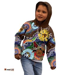 Custom NAIDOC Week 2024 Hawthorn Hawks Kid Hoodie Australia Aboriginal Dot Painting