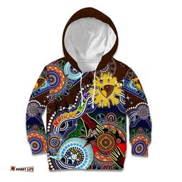 Custom NAIDOC Week 2024 Hawthorn Hawks Kid Hoodie Australia Aboriginal Dot Painting