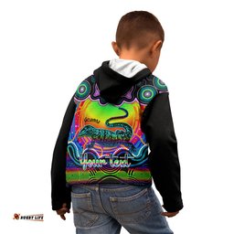 Personalised Australia Capricorn Goanna Zodiac Kid Hoodie Auz Astrology Aboriginal Rainbow