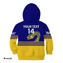 Personalised Eels Rugby Kid Hoodie Parramatta 1947 Dynamic Blue
