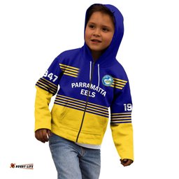 Personalised Eels Rugby Kid Hoodie Parramatta 1947 Dynamic Blue