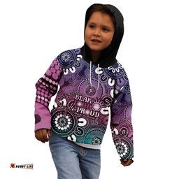 NAIDOC Week 2024 Fire Burning Kid Hoodie Aboriginal Dots Pink Art
