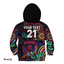 Custom Demons Football Aboriginal Art Kid Hoodie NAIDOC Indigenous Tribal