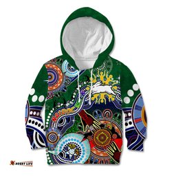 Personalised Rabbitohs NAIDOC Week 2024 Kid Hoodie Australia Aboriginal Dot Painting