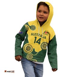 Custom Australia Boomers Kid Hoodie Aboriginal With Marble Pattern Yellow