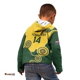 Custom Australia Boomers Kid Hoodie Aboriginal With Marble Pattern Yellow