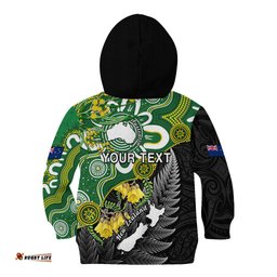 Personalised New Zealand And Australia Kid Hoodie Aboriginal Mix Aotearoa Maori Unique Style