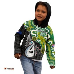 Personalised New Zealand And Australia Kid Hoodie Aboriginal Mix Aotearoa Maori Unique Style