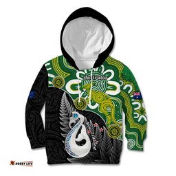Personalised New Zealand And Australia Kid Hoodie Aboriginal Mix Aotearoa Maori Unique Style