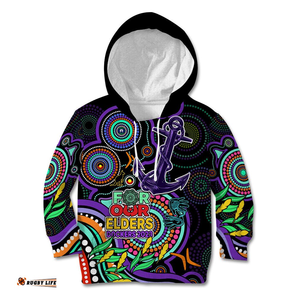 Dockers Football Aboriginal Art Kid Hoodie NAIDOC Indigenous Tribal