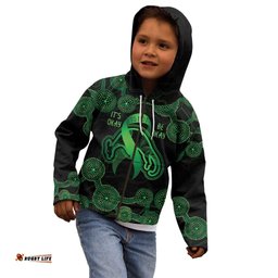 Green Kangaroo Ribbon Aboriginal Personalised Kid Hoodie Depression Awareness