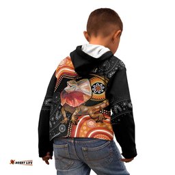 Personalised Australia Frilled Lizard Kid Hoodie Aboriginal Art