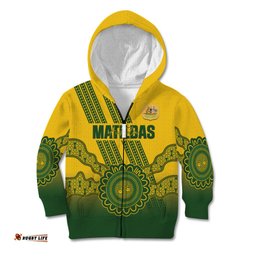 Custom Australia Matildas Kid Hoodie Aussie Aboriginal Gold Version