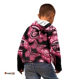 Australia Indigenous Kid Hoodie Breast Cancer Black Aboriginal Butterfly