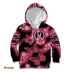 Australia Indigenous Kid Hoodie Breast Cancer Black Aboriginal Butterfly