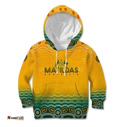 Personalised Australia Matildas Kid Hoodie Tillies Aboriginal Simple Yellow