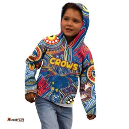 Personalised NAIDOC Week 2024 Adelaide Crows Kid Hoodie Australian Aboriginal Hand Painting