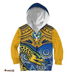Parramatta Rugby Hoodie KID Go Eels Polynesian Mix Indigenous Art