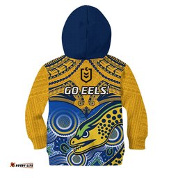 Parramatta Rugby Hoodie KID Go Eels Polynesian Mix Indigenous Art