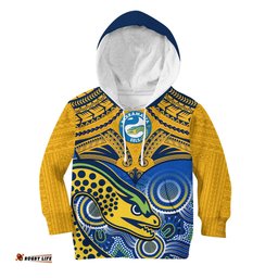 Parramatta Rugby Hoodie KID Go Eels Polynesian Mix Indigenous Art