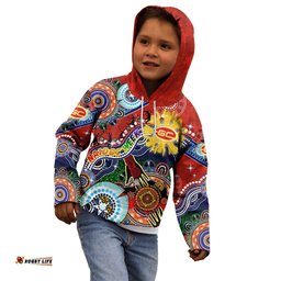 Custom NAIDOC Week 2024 Gold Coast Suns Kid Hoodie Australia Aboriginal Dot Painting