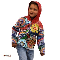 Custom NAIDOC Week 2024 Gold Coast Suns Kid Hoodie Australia Aboriginal Dot Painting