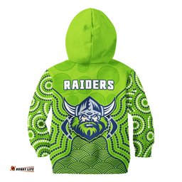 Raiders Rugby Hoodie KID The Green Machine Indigenous Artsy