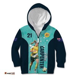 Australia Soccer Kid Hoodie Ellie Carpenter Matildas Turquoise