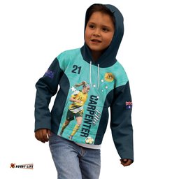Australia Soccer Kid Hoodie Ellie Carpenter Matildas Turquoise