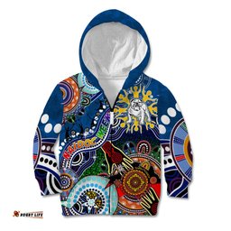 Personalised Bulldogs NAIDOC Week 2024 Kid Hoodie Australia Aboriginal Dot Painting