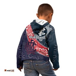 Personalised Demons And Blues Football Kid Hoodie Aboriginal Art