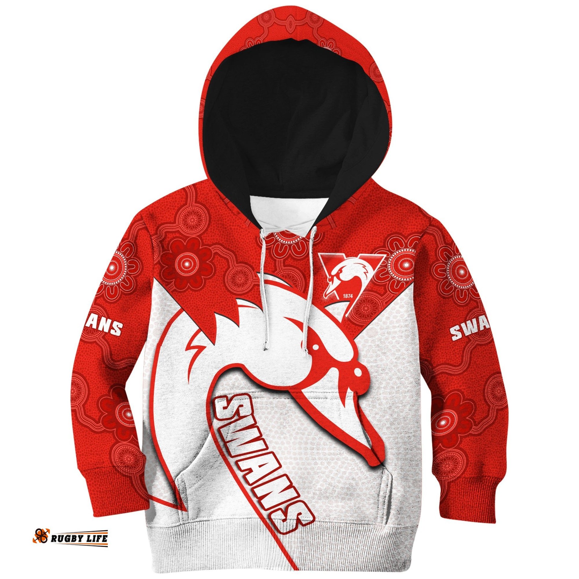 Sydney Football Hoodie KID Swans 1874 Dot Painting Artsy