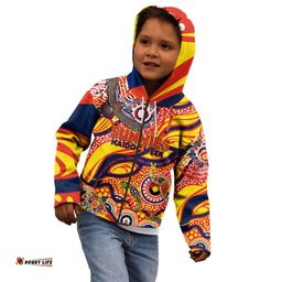 Custom NAIDOC Week 2024 Sunnies Kid Hoodie Aboriginal Animals Keep The Fire Burning
