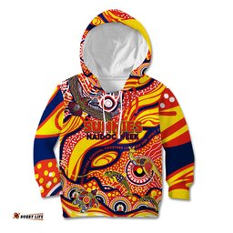 Custom NAIDOC Week 2024 Sunnies Kid Hoodie Aboriginal Animals Keep The Fire Burning