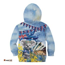 Koala Australia Day Kid Hoodie Proud Aussie Sydney Opera House