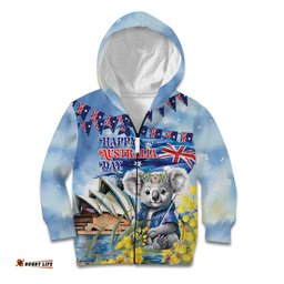 Koala Australia Day Kid Hoodie Proud Aussie Sydney Opera House