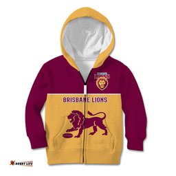 Brisbane Lions Football Kid Hoodie Sporty Gold Version