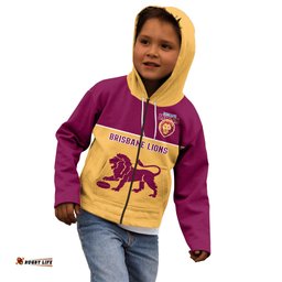 Brisbane Lions Football Kid Hoodie Sporty Gold Version