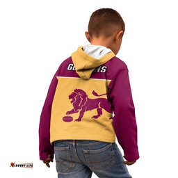 Brisbane Lions Football Kid Hoodie Sporty Gold Version