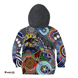 Personalised Panthers NAIDOC Week 2024 Kid Hoodie Australia Aboriginal Dot Painting
