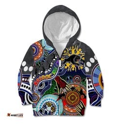 Personalised Panthers NAIDOC Week 2024 Kid Hoodie Australia Aboriginal Dot Painting