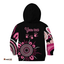 Personalised Aboriginal Ribbons Kid Hoodie Think Pink Butterfly Art Wall Clock Breast Cancer