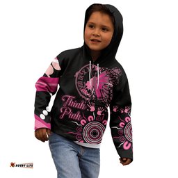 Personalised Aboriginal Ribbons Kid Hoodie Think Pink Butterfly Art Wall Clock Breast Cancer