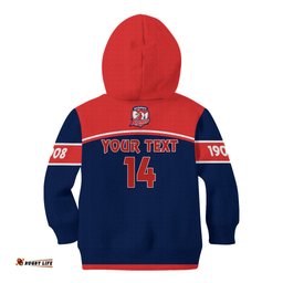 Personalised Roosters Rugby Kid Hoodie Tricolours 1908 Sporty Version