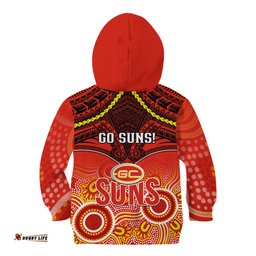 Gold Coast Football Kid Hoodie Suns Aboriginal Mix Polynesian Pattern