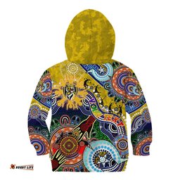 Custom NAIDOC Week 2024 Richmond Tiger Kid Hoodie Australia Aboriginal Dot Painting